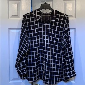 Plus Size Calvin Klein “Windowpane” Roll-Tab Top